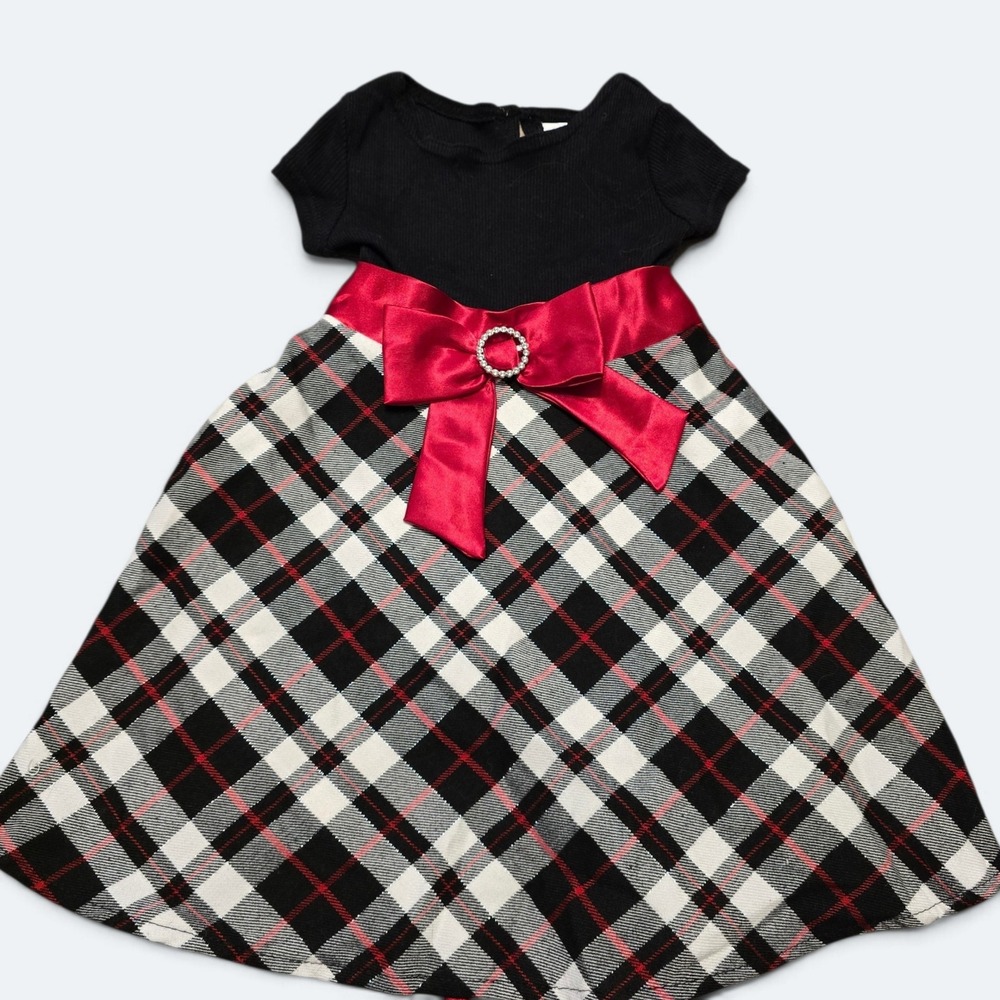 Youngland Toddler Girls 3T Black Plaid Holiday Christmas Dress
